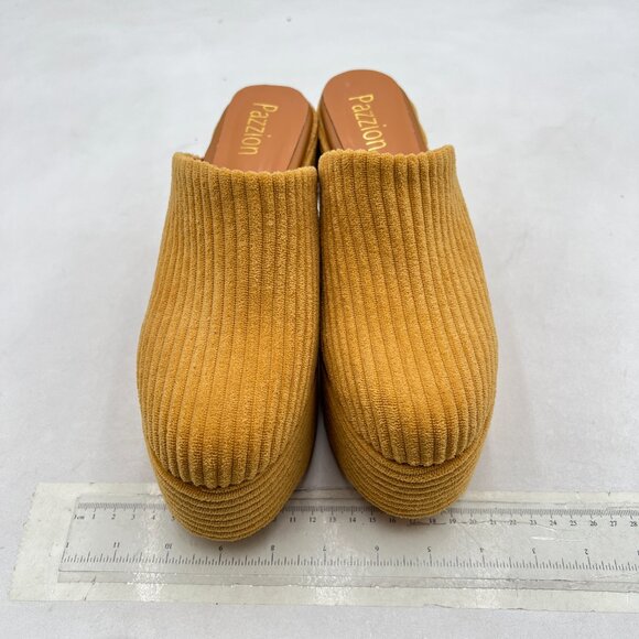 Pazzion Goldenrod Platform Round Toe Mule Clogs Slip On Chunky Heel Slipper - Picture 3 of 8